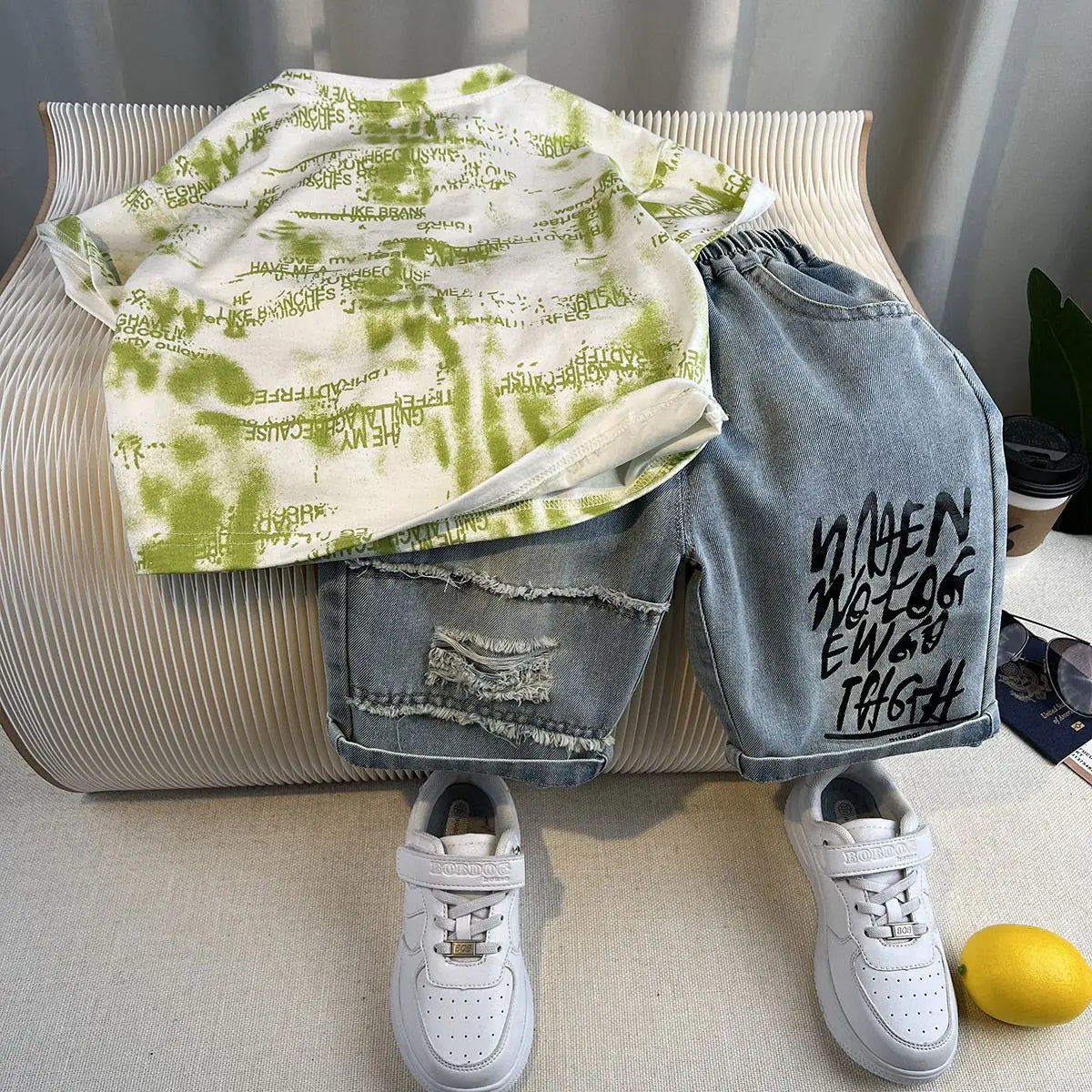 Hot Sale Fashion Baby Boy Suit Summer Clothes Short Sleeve T-shirt Short Jeans 2 Piece Set Kids Outfit 2-11Y Children's Costume