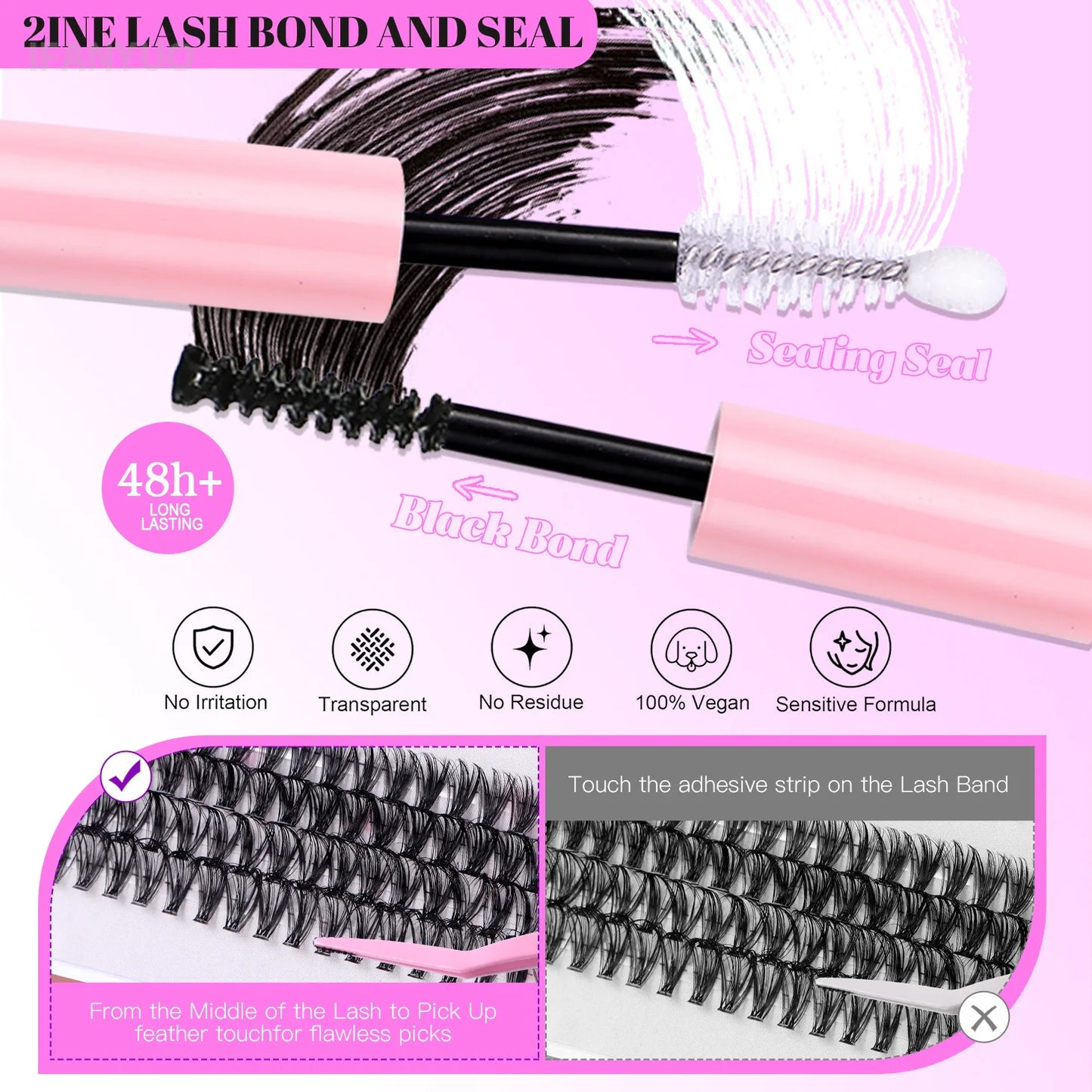 Double-Ended Eyelash Glue Adhesive and Sealing Suitable for DIY Group Eyelashes Eyelash Glue Eyelash Curler Brush Kit Makeup
