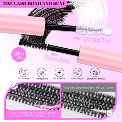 Double-Ended Eyelash Glue Adhesive and Sealing Suitable for DIY Group Eyelashes Eyelash Glue Eyelash Curler Brush Kit Makeup