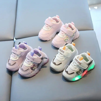 Kid Sports Shoes 2025spring New0-3y Soft Sole Baby Shoe Kid Walking Shoe Breathable Boy Shoes Anti Slip  Illuminated Gril Shoes
