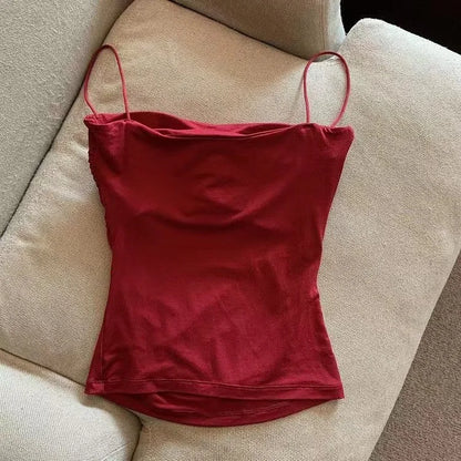 New Women's Halter Top Summer Korean Style Trend Fashion Built-In Women's Bra Stretch Women's Beach Everyday Casual Tank Top