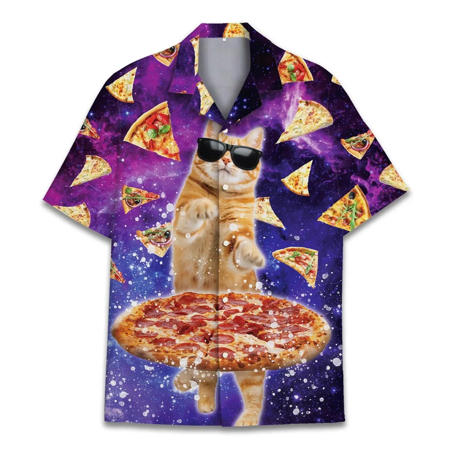 Funny Animal Pizza Hawaiian Shirts Men Women Youth  Music Raccoon Shirt Button Down Space Party Shirt 2025 Vacation Aloha Shirt