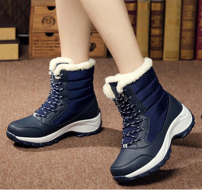 Women's Boots Women Heels Boots For Winter Shoes Woman Keep Warm Fur Botas Mujer 2025 Snow Boots Platform Shoes White Black Boot