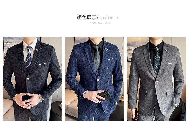 Traje De Boda De Alta Calidad Para Hombre, Traje Profesional De Negocios A La Moda, Chaleco Y Pantalones, Conjunto De 3/2 Piezas