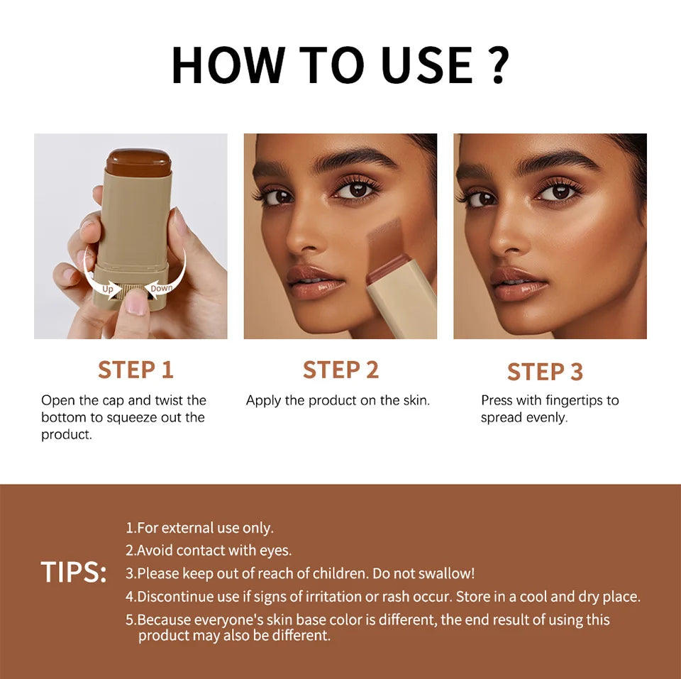 Bronze Foundation Stick Serum Boosted Skin Tint Silky Texture Moisturizing Coverage Concealer Base Even Skin Tone Makeup