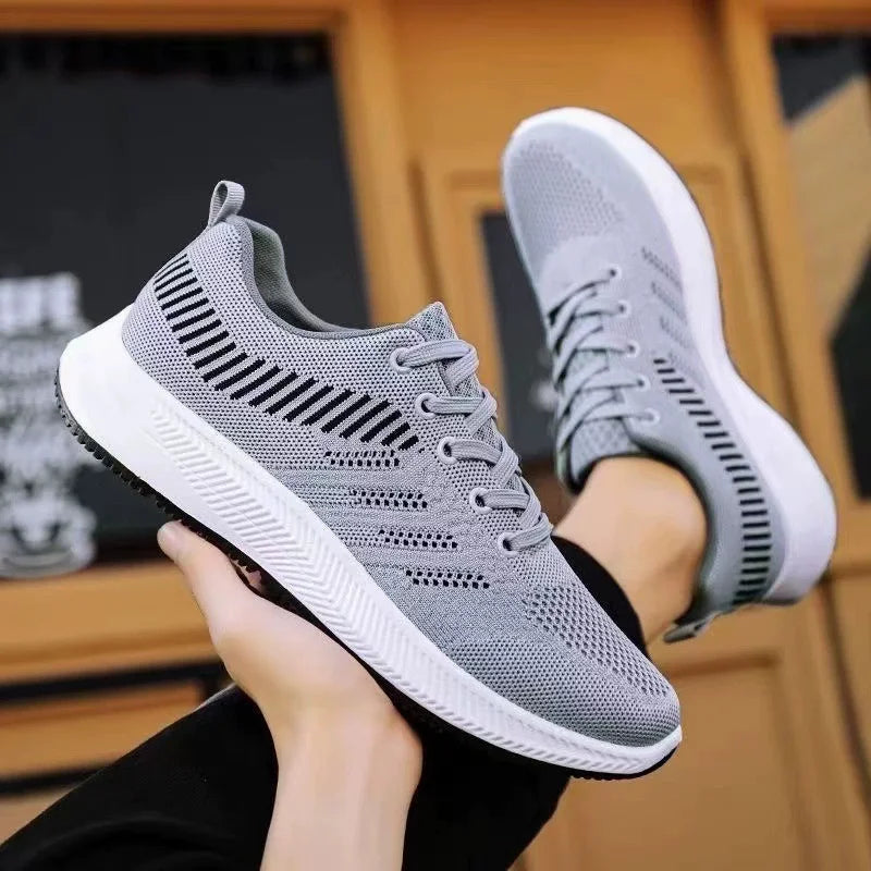 2025 Summer Unisex Mesh Casual Sneakers Outdoor Breathable Light Lace Up Casual Shoes for Men Flat Walking Training Sports Shoes