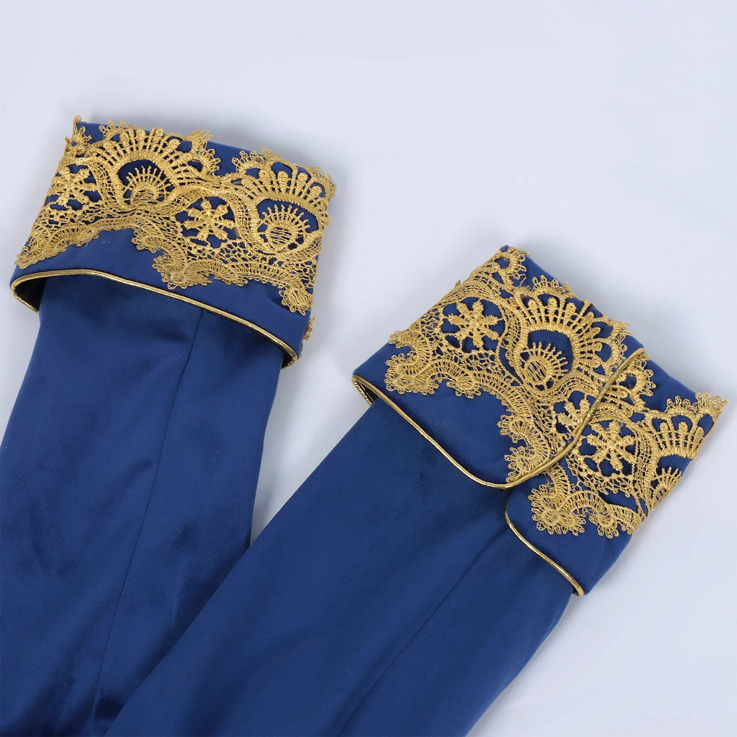 2025 New Blue Lace Tuxedo for Men, Euro- American Medieval Vintage Men's Tailcoat Jacket,medium Length Punk Performance Costume