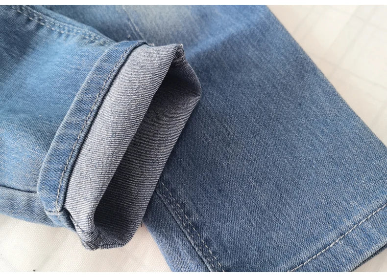 IENENS Spring Light Blue Children's Jeans Boy Denim Trousers Kids Clothes Baby Boys Elastic Waist Pants Slim Jeans For Boy