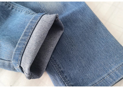 IENENS Spring Light Blue Children's Jeans Boy Denim Trousers Kids Clothes Baby Boys Elastic Waist Pants Slim Jeans For Boy