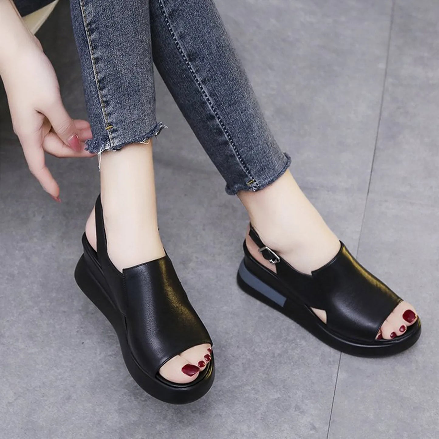 Summer Wedge Platform Sandals Fashion Retro Romen Beach Shoes Ladies Casual Peep Toe Soft Comfortable Sandalias De Mujer