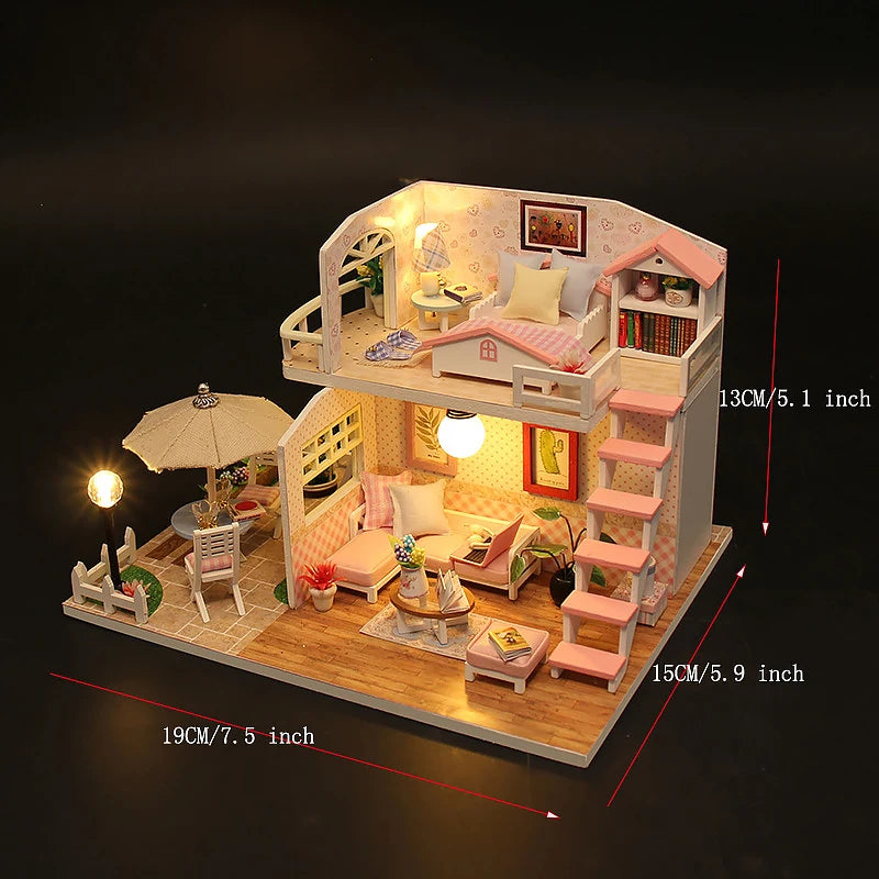 Wooden Miniature Doll House Kit 3D Puzzle Assembly Building Model Toy Home Bedroom Decoration With Furniture Adult New Year Gift