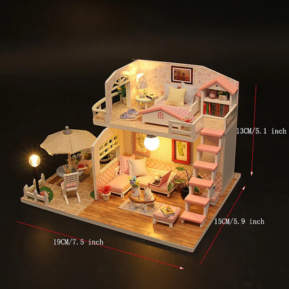 Wooden Miniature Doll House Kit 3D Puzzle Assembly Building Model Toy Home Bedroom Decoration With Furniture Adult New Year Gift