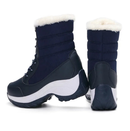 Women's Boots Women Heels Boots For Winter Shoes Woman Keep Warm Fur Botas Mujer 2025 Snow Boots Platform Shoes White Black Boot