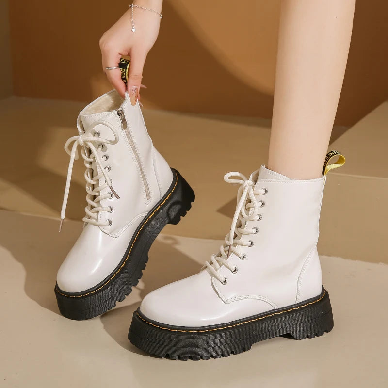 2025 New Women Boots Goth Casual Shoes Woman Leather Chelsea Classic Female Goth Shoes High Platform Boots Women Boots