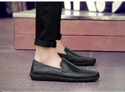 Shoes Men Leather Spring Loafers Slip on Business Casual Leather Shoes Classic Soft Moccasins Hombre Breathable Flats Shoes