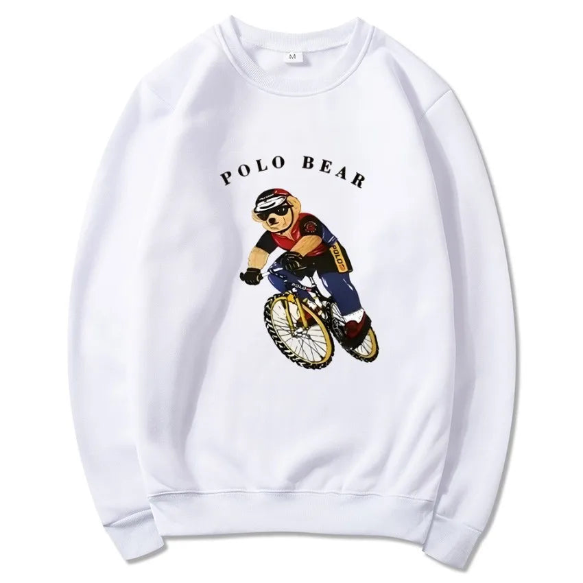 Men's casual and comfortable pullover, fashionable and versatile hooded sweatshirt with teddy bear pattern, sports shirt