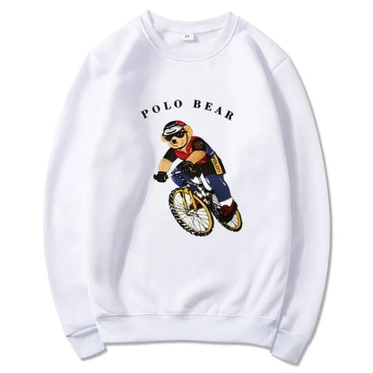 Men's casual and comfortable pullover, fashionable and versatile hooded sweatshirt with teddy bear pattern, sports shirt