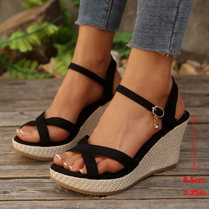 Cross Strap Extreme High Heel Sandals Women Fashion Summer Buckle Platform Sandal Ladies 2025 Anti Slip Wedge Sandals for Woman