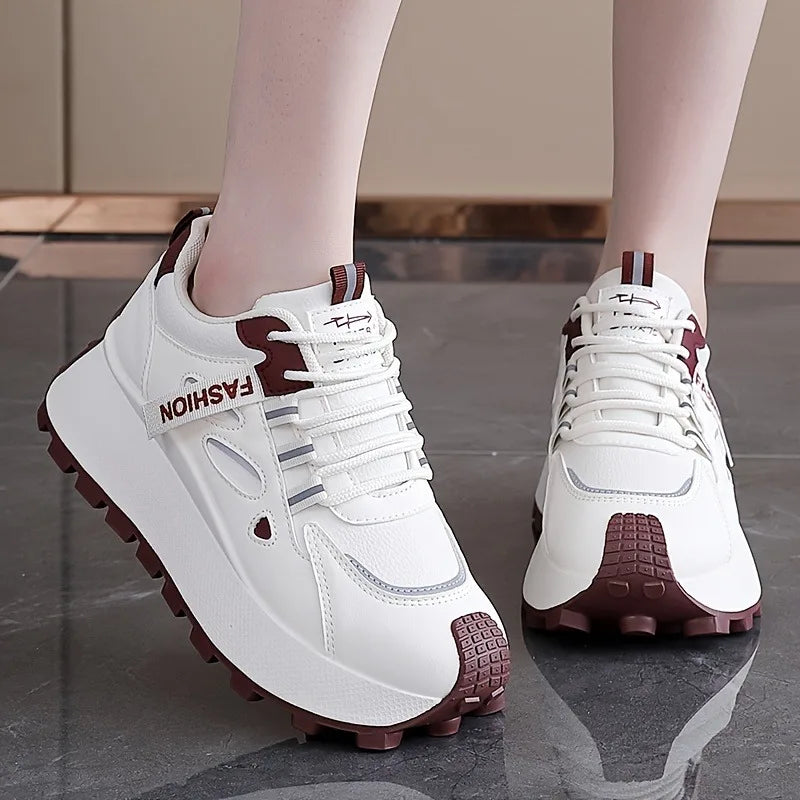 Korean Version of New Dad Shoes for Women, 2025 Spring Autumn Student Sports Running Casual Thick Soled Height Increasing Shoes