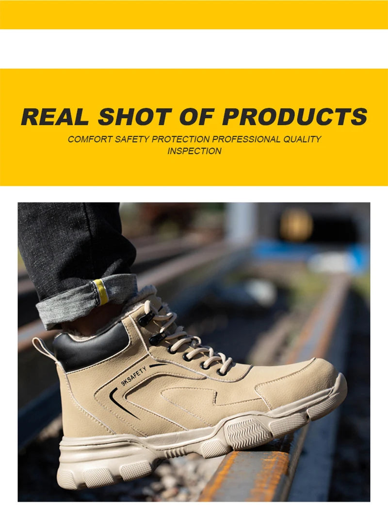 Men Steel Toe Safety Work Boots Indestructible Construction Safety Boots Puncture Proof Male Work Shoes Protective Footwear