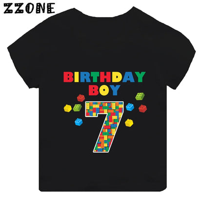 Master Builder Blocks Building Print Funny Boys Clothes 1 2 3 4 5 6 7 8 9 Years Happy Birthday Kids T shirt Baby Girls T-Shirts