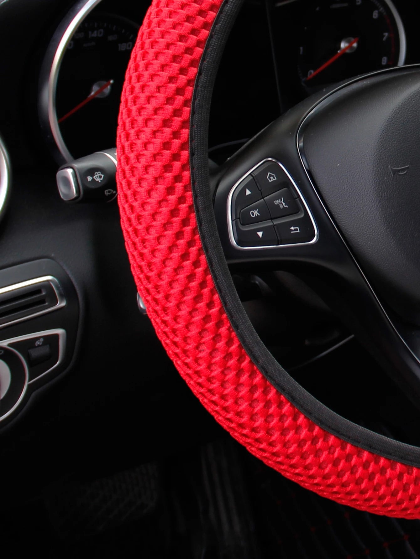 Summer Four Seasons Breathable massage comfortable mesh cloth car steering wheel cover women's car accessories black