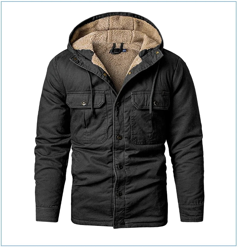 Thermal Thick Coat Parka USA SIZE Winter New Oversize Parkas Warm Korean Style Thick Men's Hooded Thick Fleece Winter Jacket
