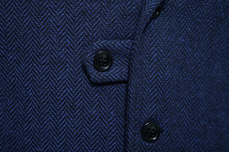 New Men's Retro Lapel Vest Herringbone Coarse Tweed Pockets Suit Vest British Casual Vintage Gentleman Leisure Party Bar Banquet