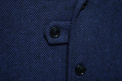 New Men's Retro Lapel Vest Herringbone Coarse Tweed Pockets Suit Vest British Casual Vintage Gentleman Leisure Party Bar Banquet
