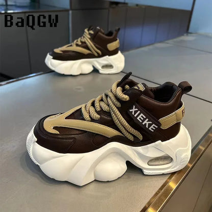 New Fashion Brand Designer Whtie Thick Bottom Casual Board Shoes for Men Flats Loafers Sports Walking Sneakers Zapatos Hombre