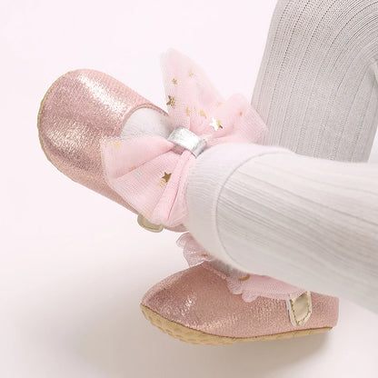 Cute Girl 0-18M Baby Shoes Pink Theme Bow Princess Shoes Spring and Autumn Soft Sole Lightweight Garden Shoes Casual Shoes