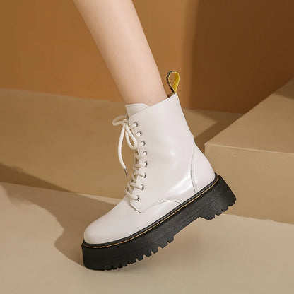 2025 New Women Boots Goth Casual Shoes Woman Leather Chelsea Classic Female Goth Shoes High Platform Boots Women Boots