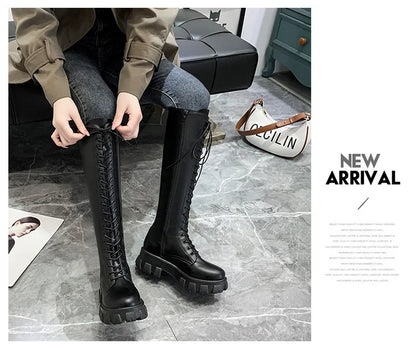 High Boots for Women 2025 New Women's Boots Fashion Womens Casual Shoes Wear-resistant Non-slip Women Platform Shoes Botas Mujer