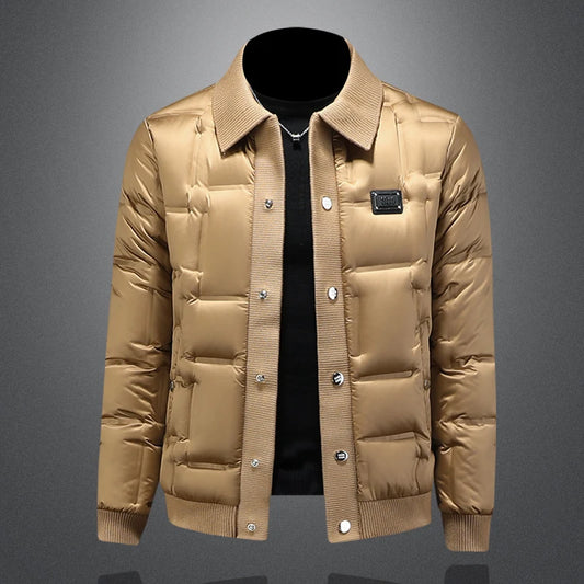 Minglu Autumn Winter Single Breasted Men's Jackets High Quality Solid Color White Duck Down Casual Down Male Coats Plus Size 5XL