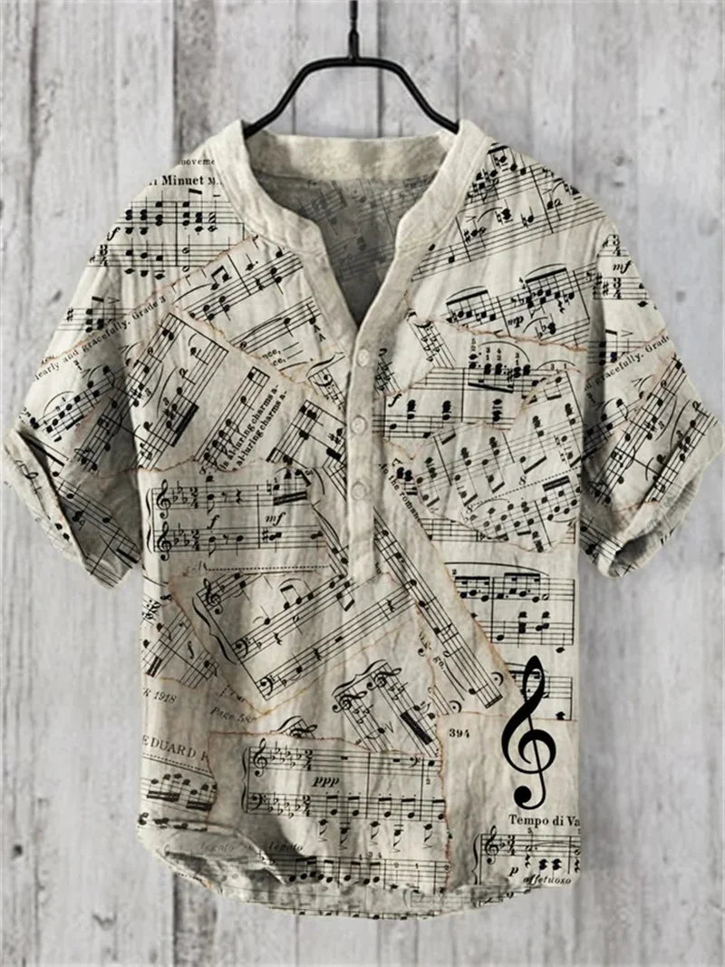 Men's linen short sleeved shirt, summer Chinese retro casual shirt