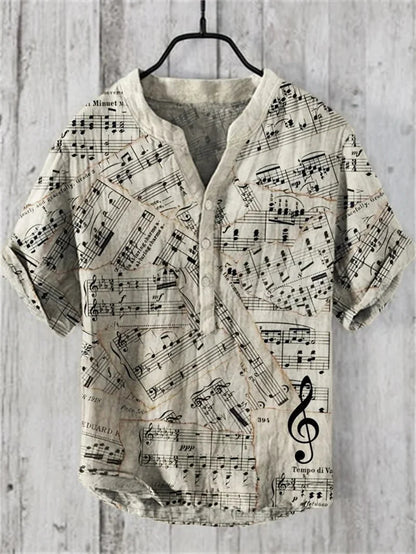 Men's linen short sleeved shirt, summer Chinese retro casual shirt