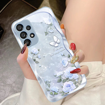 Butterfly shell pollen for Samsung Galaxy S10 4G S20 11E 30 S21 21Fe 22 S24 Pro S23 Ultra 5G S8 S9 Tempered glass phone case