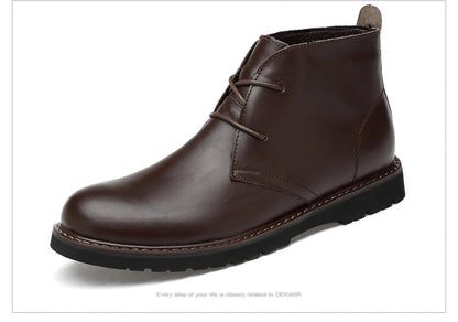 DEKABR Autumn Winter Warm Fur Ankle Boots Business Genuine Leather Mens Boots New Comfortable Soft Handmade Plus Size 48