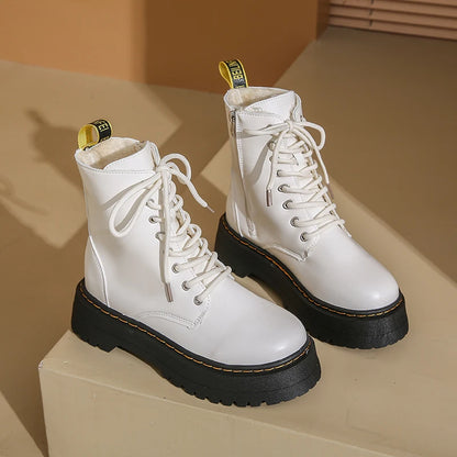 2025 New Women Boots Goth Casual Shoes Woman Leather Chelsea Classic Female Goth Shoes High Platform Boots Women Boots