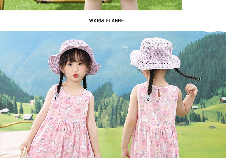 Girls Casual Dresses Flower Printing Sleeveless Casual Dress Toddler Clothes Flower Girl Dresses 2 To 8 Years