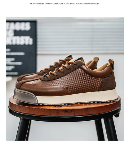 Mens Unique Skate Shoes Platform Comfort Black Casual Sneakers All-Match Thick Sole Design for Urban Street Style Versatile Wear