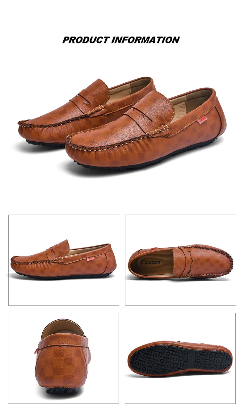 Men Shoes Casual Leather Mens Loafers Moccasins Designer Slip on Boat Shoes High Quality Chaussure Homme Plus Size 38-47