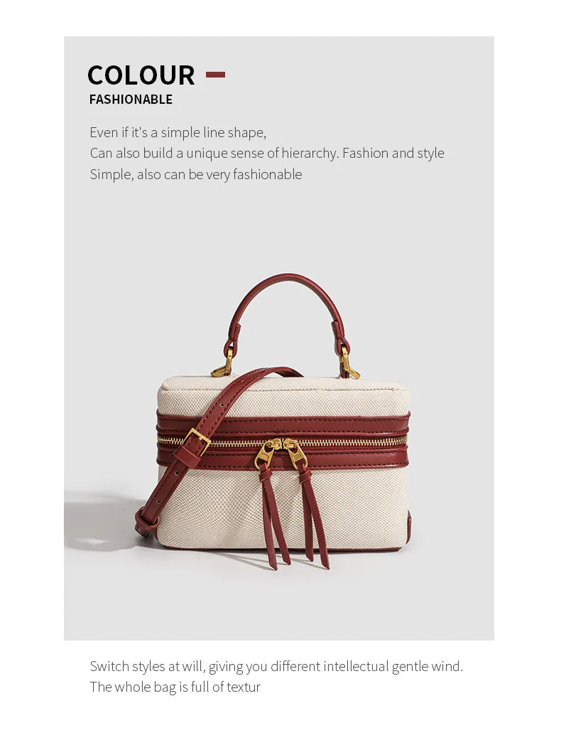 Fashion Box Women Handbags Designer Thick Canvas Shoulder Crossbody Bags Casual Spring And Summer Small Purses 2024 Bolso Mujer