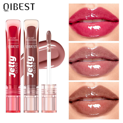 Mirror Water Light Jelly Lip Gloss Shiny Mirror Moisturizer Sexy Red Rose Liquid Lipstick Glitter Lip Oil Glass Lip Stain Makeup