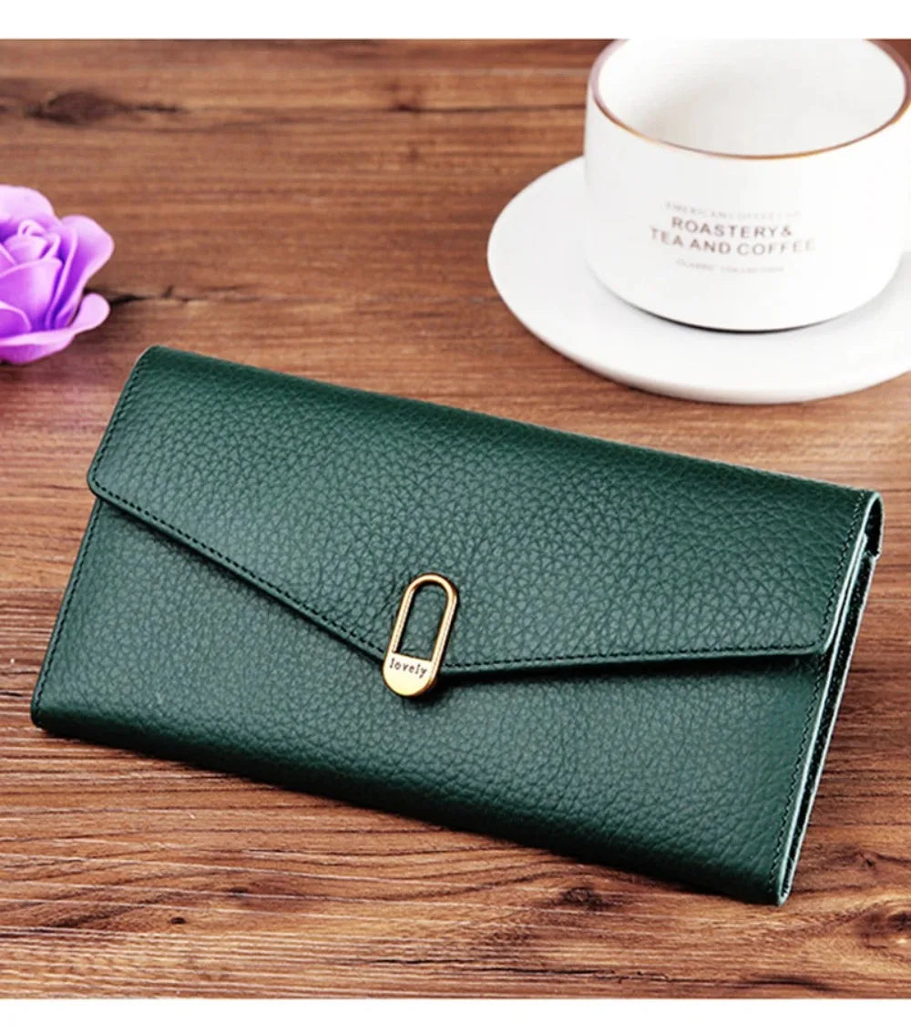 Genuine Leather Women's Wallets	Long Handbags Luxury Designer Purses for Women Credit	Card Holder Wallet Carteras Para Mujer