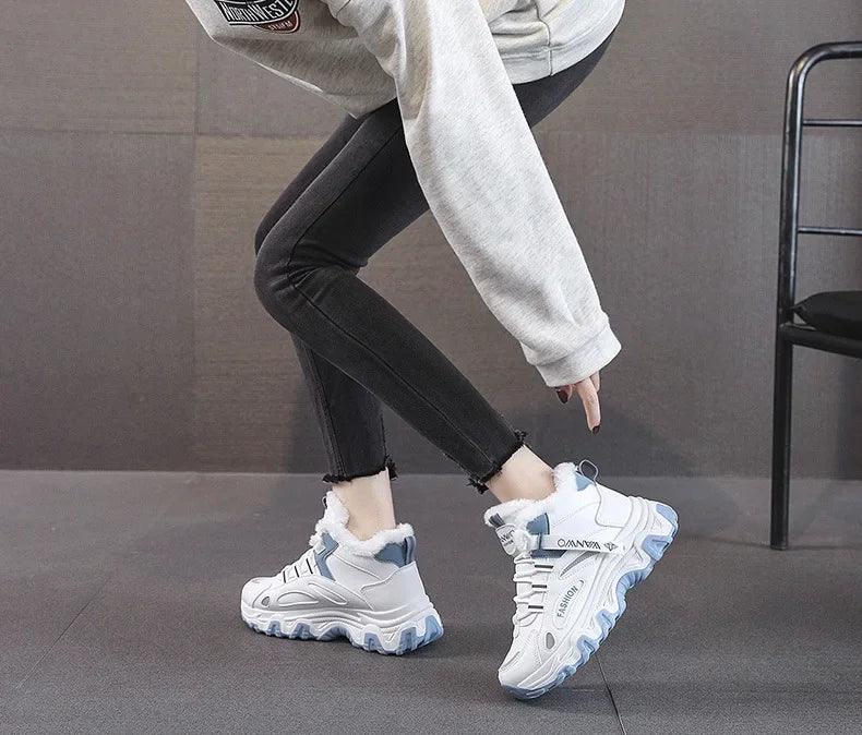 Women's Casual Sneakers Non Slip Comfortable Sports Shoes Women Winter Outdoor Vulcanized Shoes Woman Fleece Walking Trainers