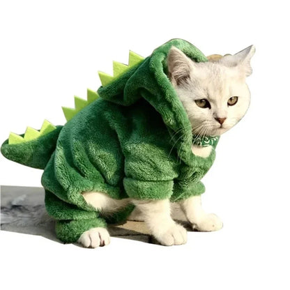 Pet Dog Halloween Costume Dog Clothes for Small Dogs Funny Dinosaur Cosplay Costume Winter Warm Cat Coat Fleece Hoodies Sweater