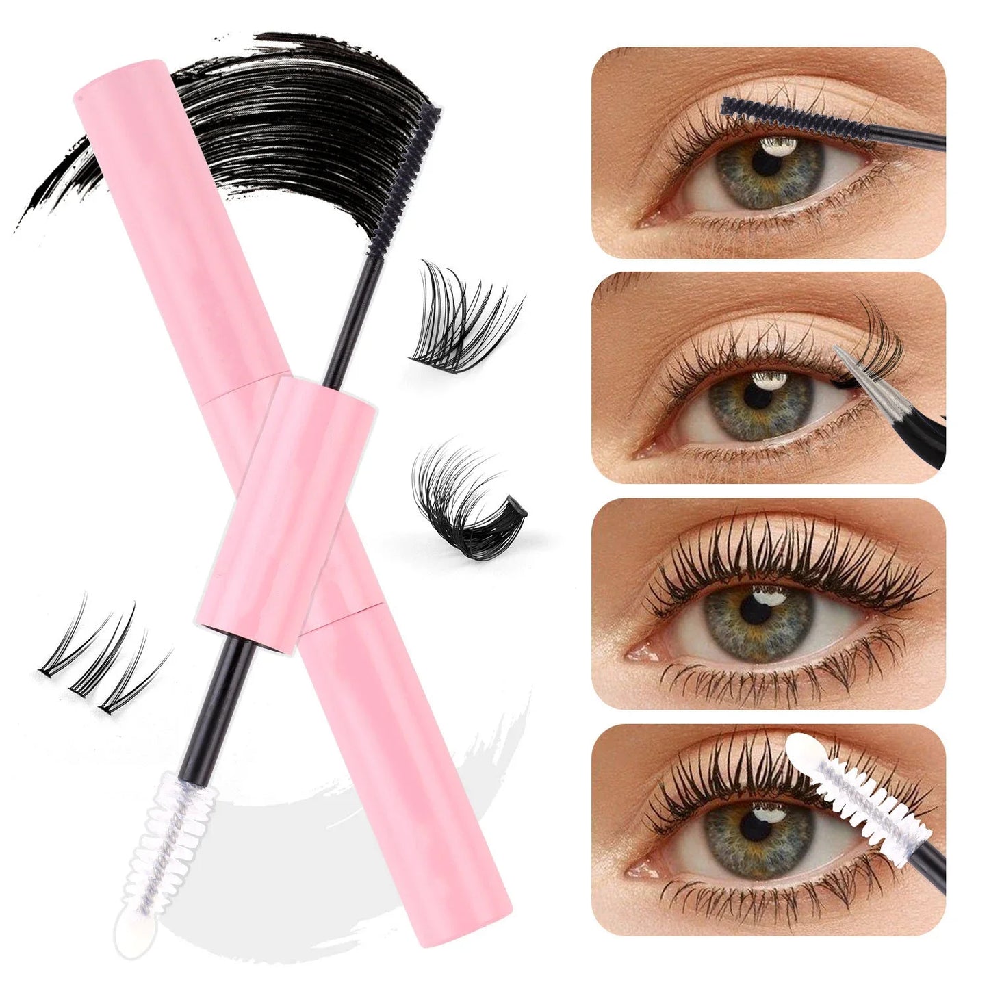 Double-Ended Eyelash Glue Adhesive and Sealing Suitable for DIY Group Eyelashes Eyelash Glue Eyelash Curler Brush Kit Makeup