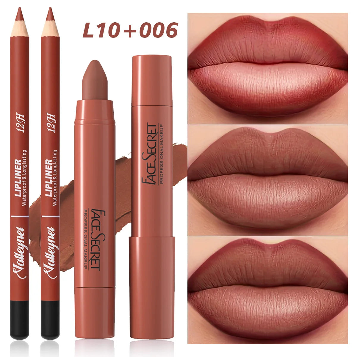 2Pcs/Set Lip Liner + Lipstick Pencil, Matte Velvet Lipstick - Long lasting Lip Combo Set Makeup tutorial Cosmetics