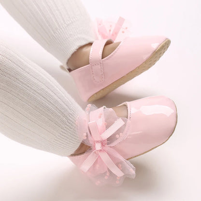 Cute Girl 0-18M Baby Shoes Pink Theme Bow Princess Shoes Spring and Autumn Soft Sole Lightweight Garden Shoes Casual Shoes
